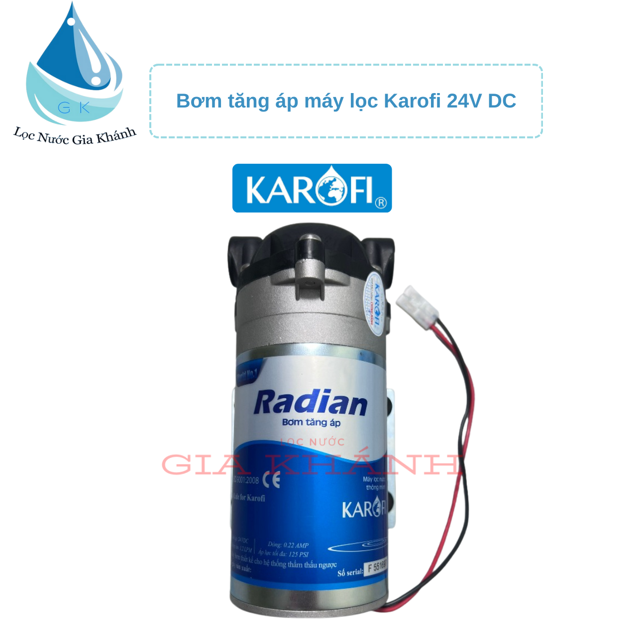 Bơm tăng áp 24V máy lọc nước Karofi Radian chính hãng